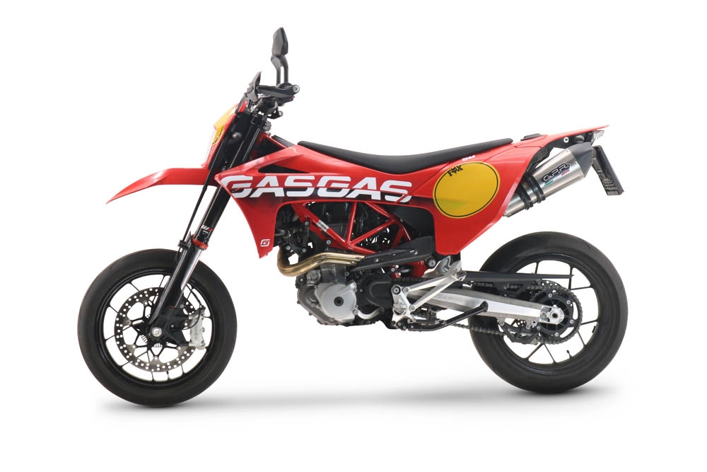 GPR exhaust compatible with  Gas Gas SM 700 2023-2024, New Grand Prix Evo Titanium, Slip-on exhaust legal for UK and non-EU markets including link pipe and removable db killer 