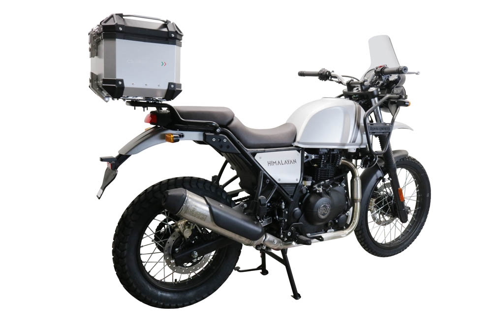 Topkoffer GPR TECH compatibel met  Royal Enfield Himalayan 410 2017/2023 Alüminyum üst çanta, özel plaka dahil gümüş rengi Kapasite Litre 26