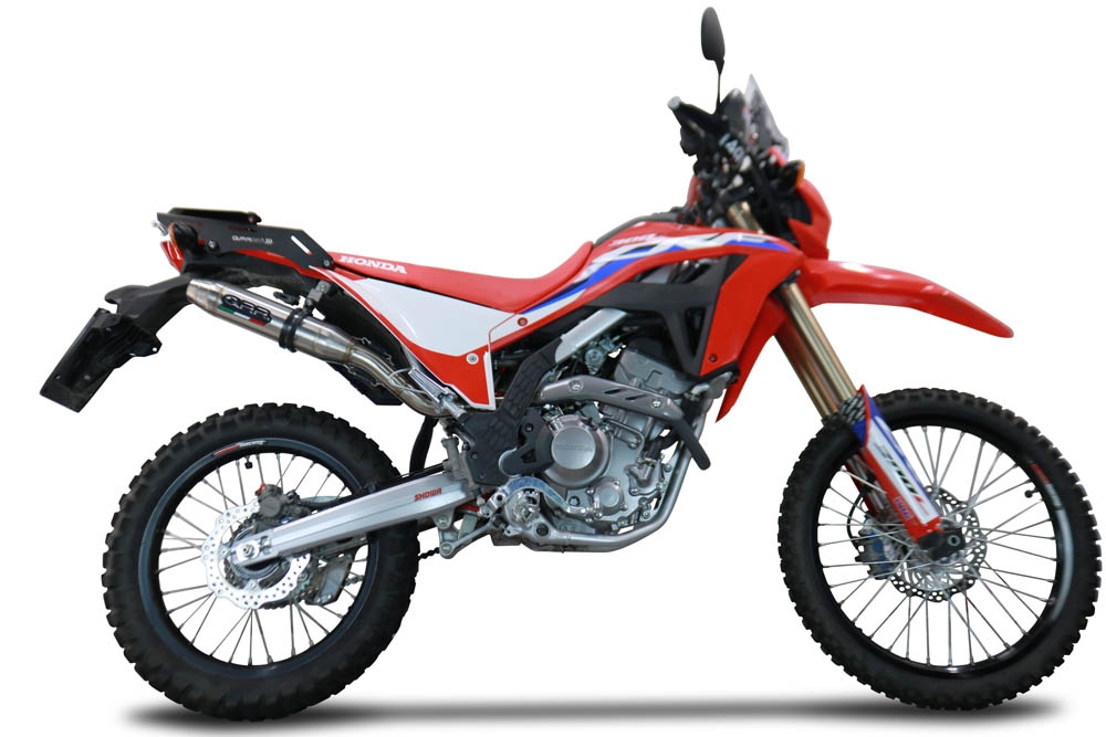 Exhaust compatible with Honda Crf 300 L - Rally 2021-2024, Deeptone Inox, Slip-on exhaust legal for UK and non-EU markets including link pipe and removable db killer 