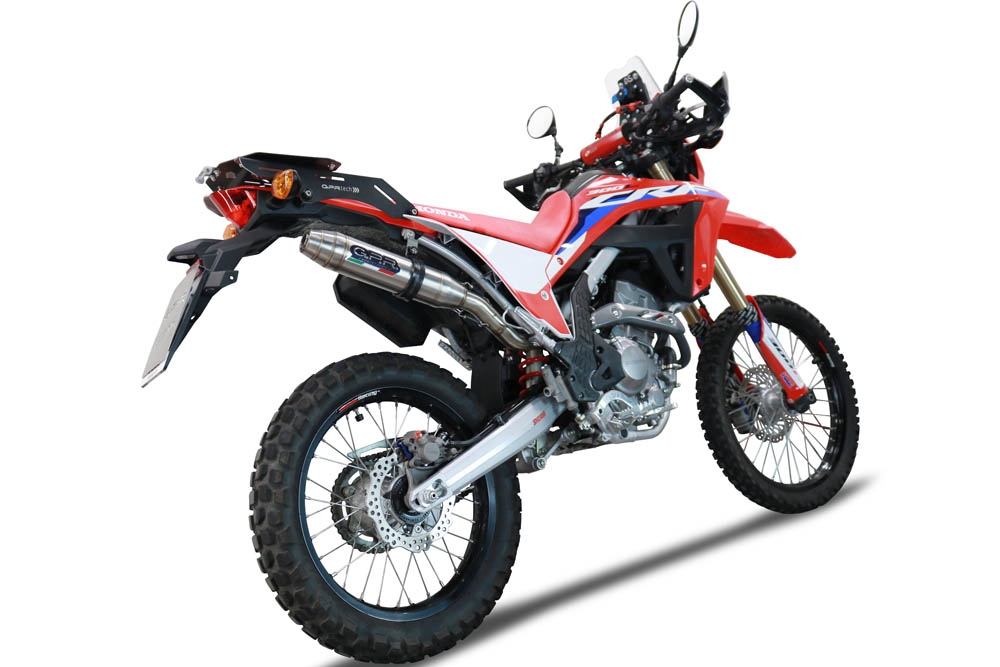 Exhaust compatible with Honda Crf 300 L - Rally 2021-2024, Deeptone Inox, Slip-on exhaust legal for UK and non-EU markets including link pipe and removable db killer 
