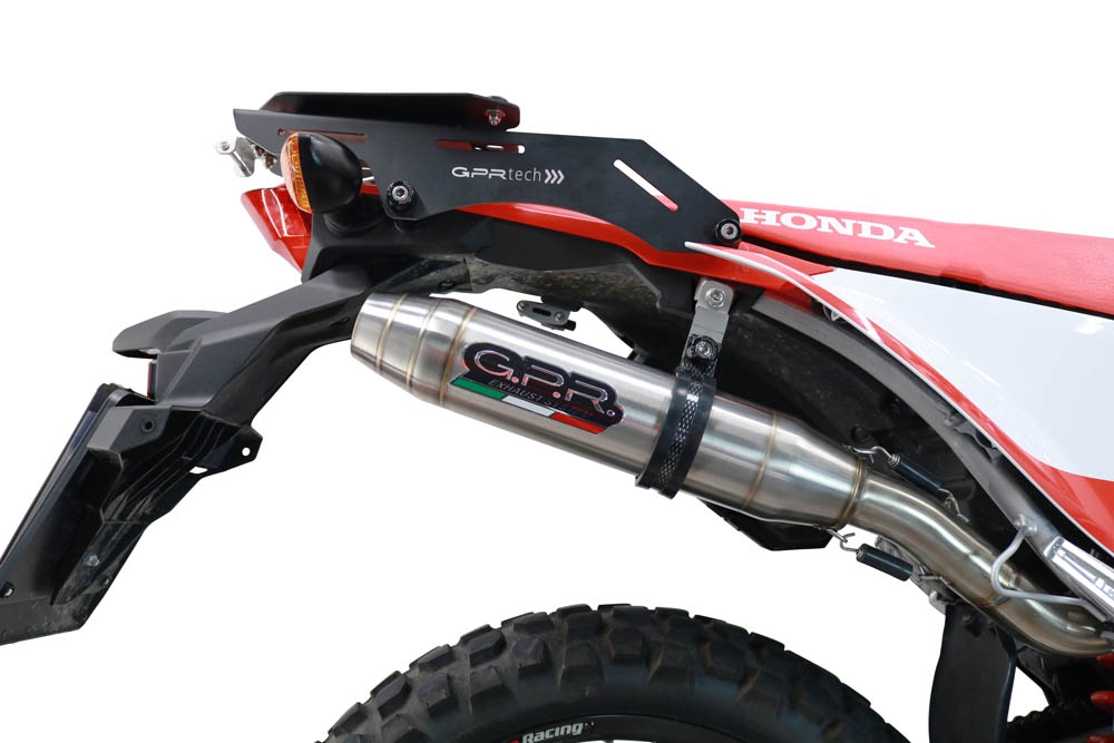 Exhaust compatible with Honda Crf 300 L - Rally 2021-2024, Deeptone Inox, Slip-on exhaust legal for UK and non-EU markets including link pipe and removable db killer 