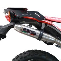 Exhaust compatible with Honda Crf 300 L - Rally 2021-2024, Deeptone Inox, Slip-on exhaust legal for UK and non-EU markets including link pipe and removable db killer 