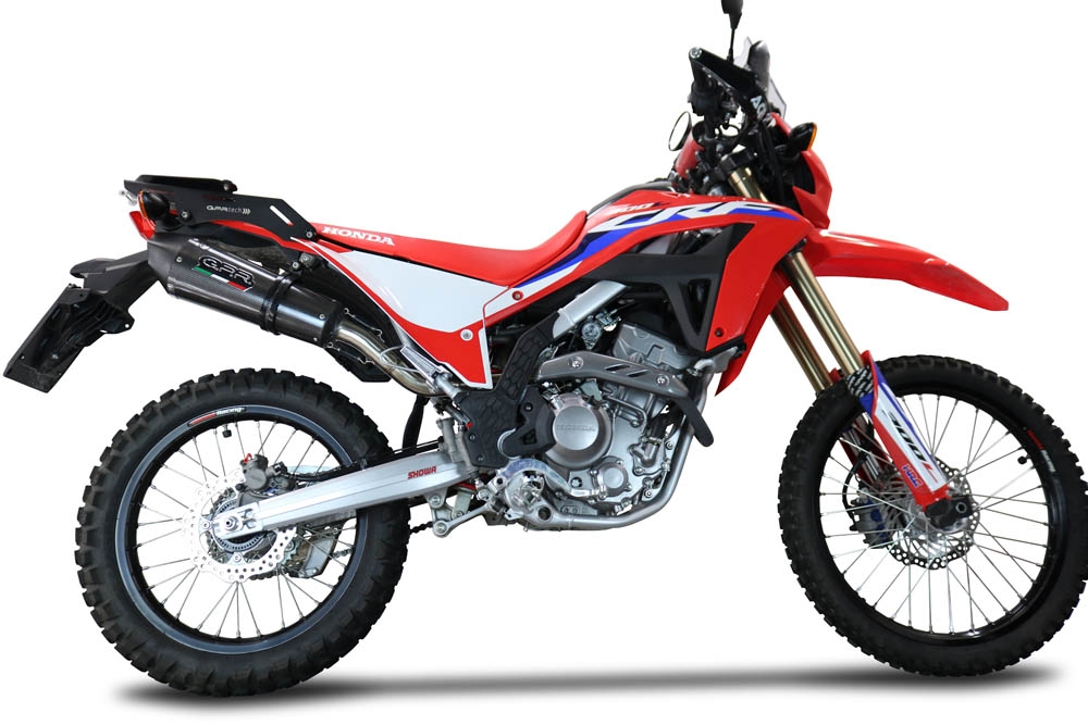 GPR exhaust compatible with  Honda Crf 300 L - Rally 2021-2024, New Grand Prix Evo Poppy, Racing slip-on exhaust, including link pipe and removable db killer 