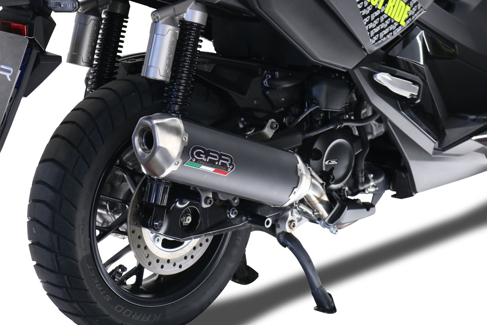 Exhaust compatible with Honda Adv 350 2022-2024, Pentascooter, Racing slip-on exhausts including link pipe and removable db killer 