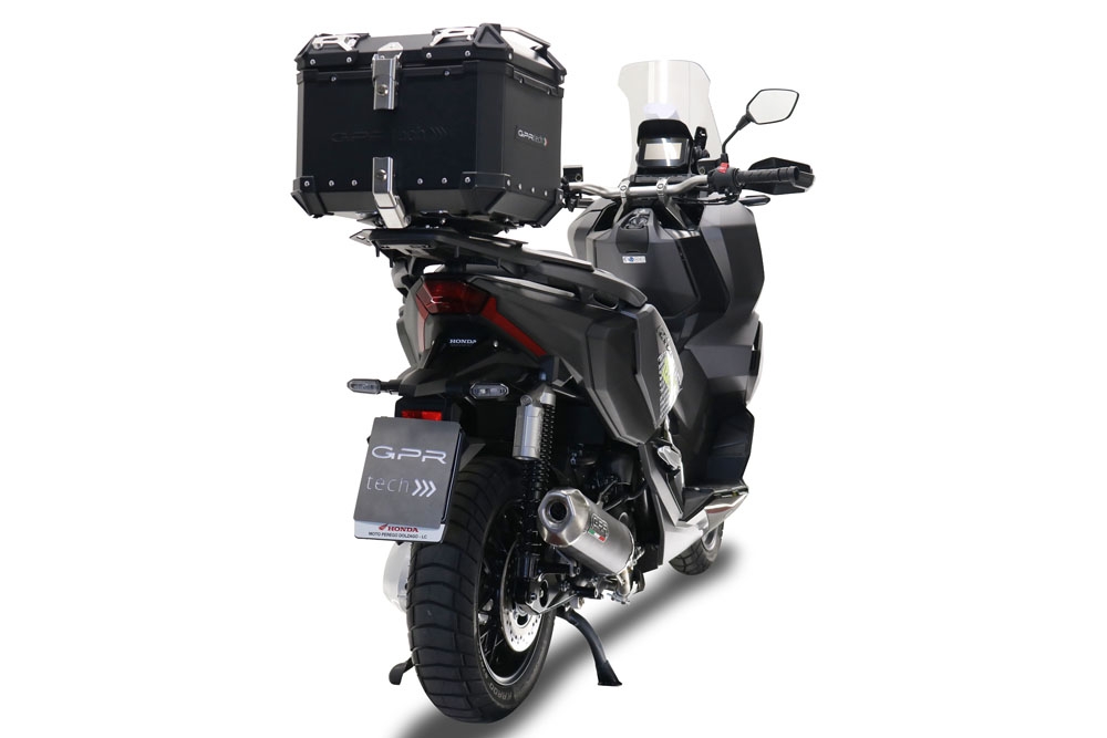 Top case GPR TECH compatible with  Honda Adv 350 2022/2024 e5 GPR TECH Top case in aluminum, black color with specific plate included Capacity 35 LT.