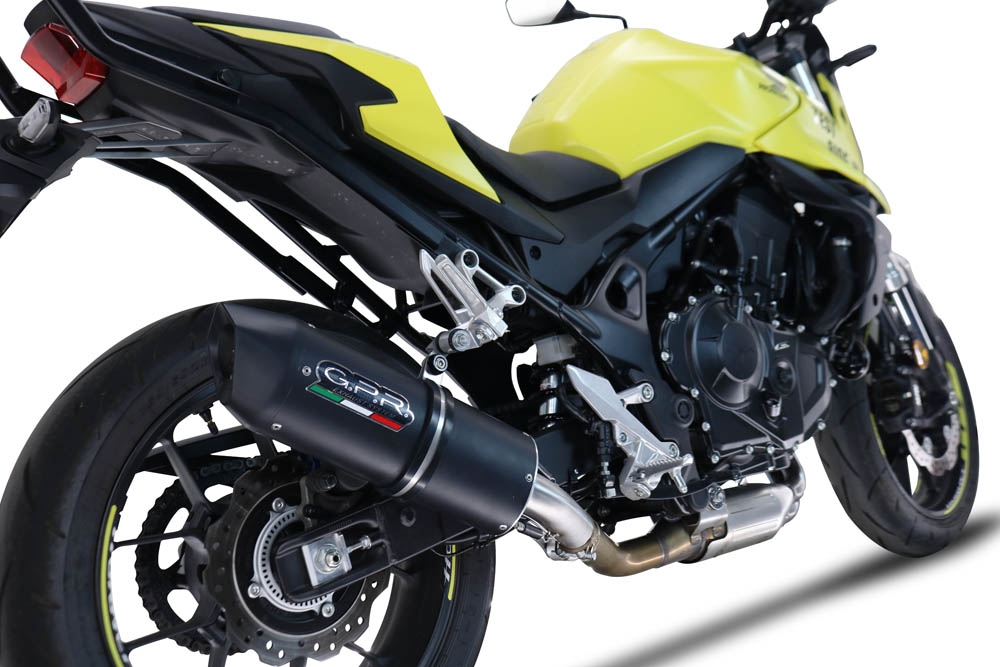 Egzoz ile uyumlu Honda CB 750 Hornet 2023-2024, Furore Evo4 Nero, Egzoz yasal, onaylı, çıkarılabilir db killer ve bağlantı borulu susturucu 
