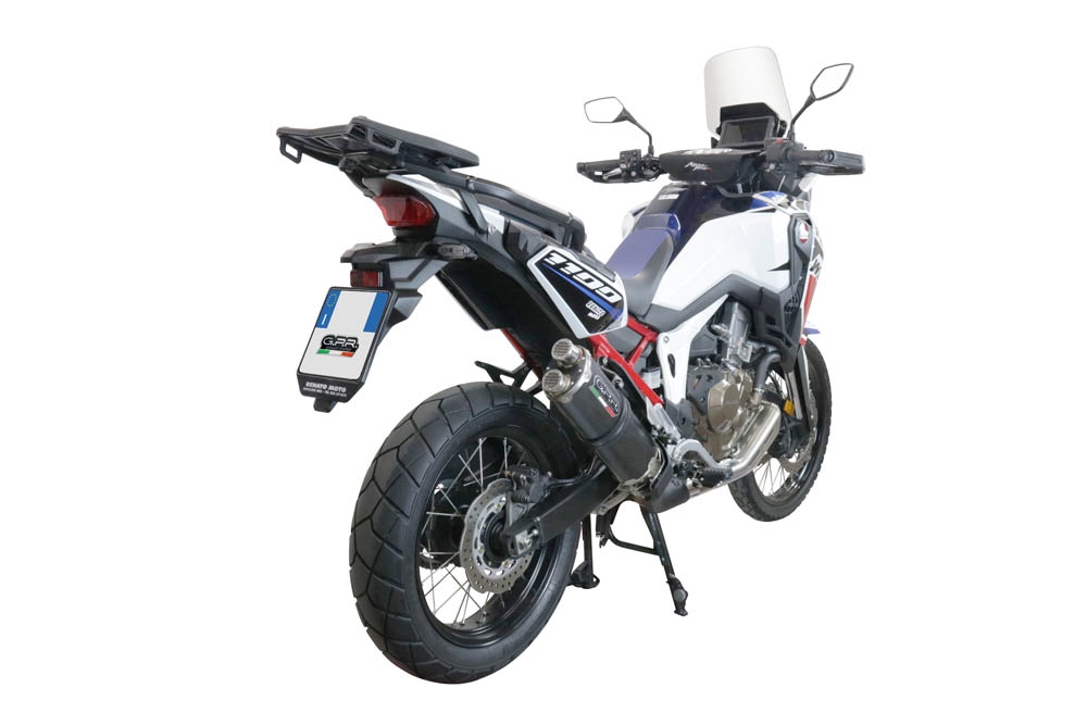 Egzoz ile uyumlu Honda Crf 1100 L Africa Twin 2020-2025, Dual Poppy, Egzoz yasal, onaylı, çıkarılabilir db killer ve bağlantı borulu susturucu 