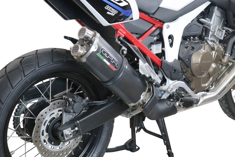 Egzoz ile uyumlu Honda Crf 1100 L Africa Twin 2020-2025, Dual Poppy, Egzoz yasal, onaylı, çıkarılabilir db killer ve bağlantı borulu susturucu 