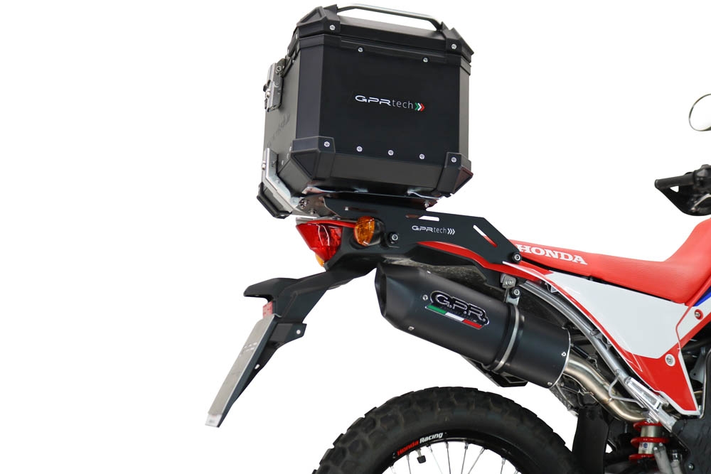 Topkoffer GPR TECH compatibel met  Honda Crf 300 L / Rally 2021/2024 e5 Alüminyum üst kasa, siyah renk, tavan rafı ve özel plaka dahil Kapasite Litre 45