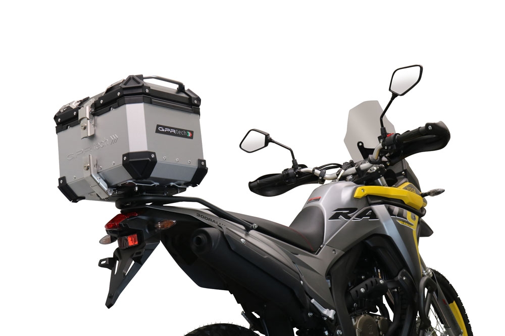 Topkoffer GPR TECH compatibel met  Voge 300Rally 2022/2024 e5 Alüminyum üst çanta, özel plaka dahil gümüş rengi Kapasite Litre 26