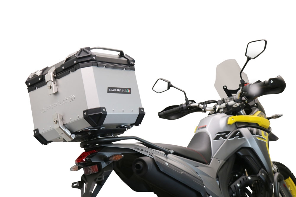 Topkoffer GPR TECH compatibel met  Voge 300Rally 2022/2024 e5 Alüminyum üst çanta, özel plaka dahil gümüş rengi Kapasite Litre 35