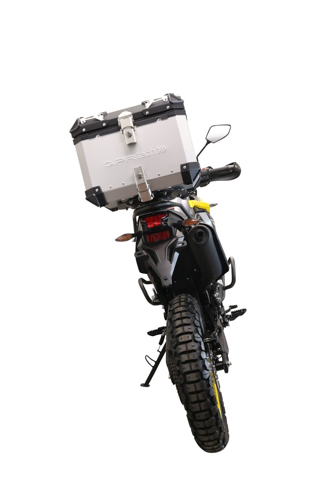 Topkoffer GPR TECH compatibel met  Voge 300Rally 2022/2024 e5 Alüminyum üst çanta, özel plaka dahil gümüş rengi Kapasite Litre 35