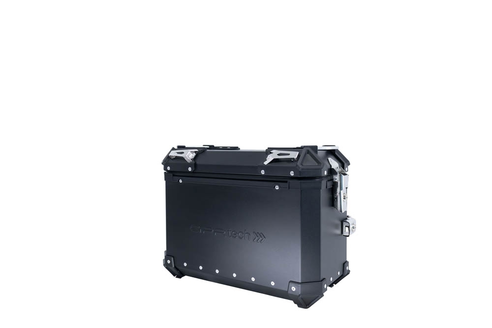 GPR TECH compatible with  Bmw F 850 Gs Adventure 2021/2023 e5 GPR TECH Pair of side cases aluminum made with contoured right side, black color with specific pannier holder Capacity 38 LT. + 32 LT.