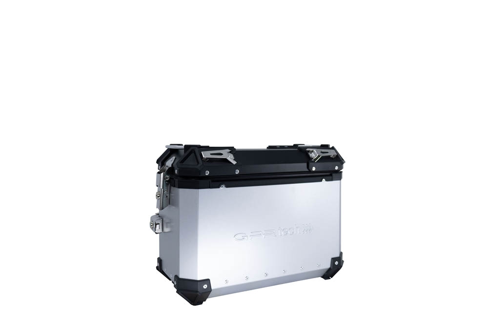 GPR TECH compatible with  Bmw F 850 Gs 2018/2020 e4 GPR TECH Pair of side cases aluminum made with contoured right side, silver color with specific pannier holder Capacity 38 LT. + 32 LT.