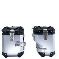 GPR TECH compatible with  Bmw F 750 Gs 2018/2020 e4 GPR TECH Pair of side cases aluminum made with contoured right side, silver color with specific pannier holder Capacity 38 LT. + 32 LT.