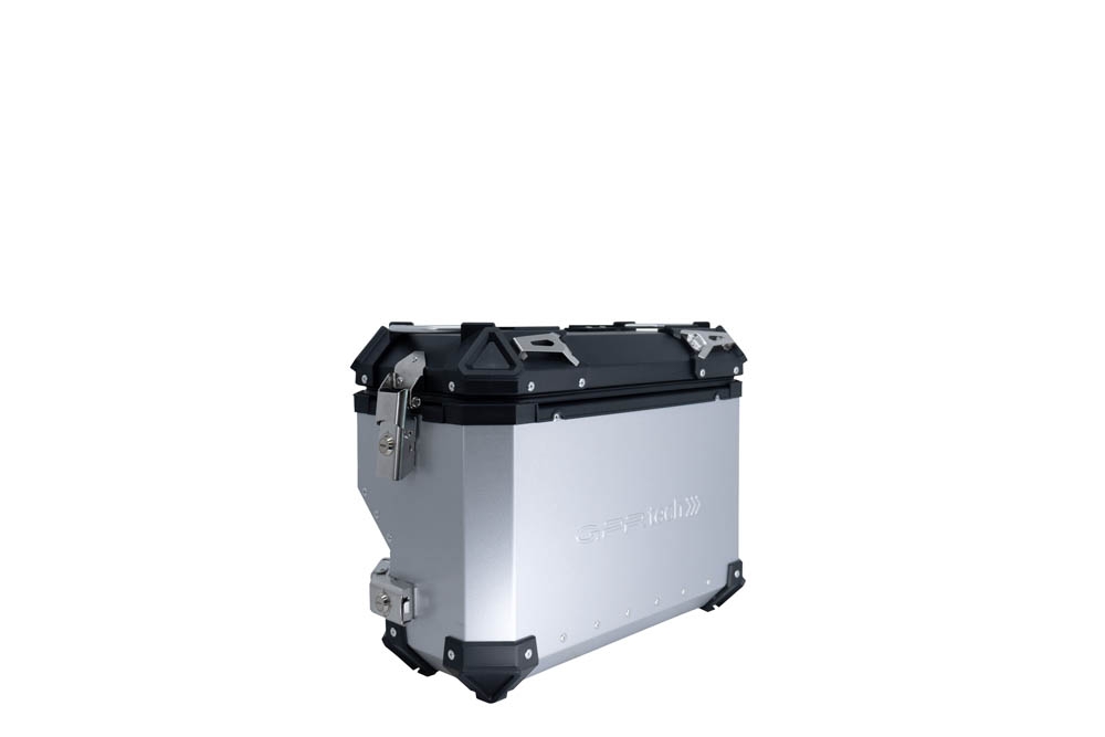 GPR TECH compatible with  Bmw F 850 Gs 2018/2020 e4 GPR TECH Pair of side cases aluminum made with contoured right side, silver color with specific pannier holder Capacity 38 LT. + 32 LT.