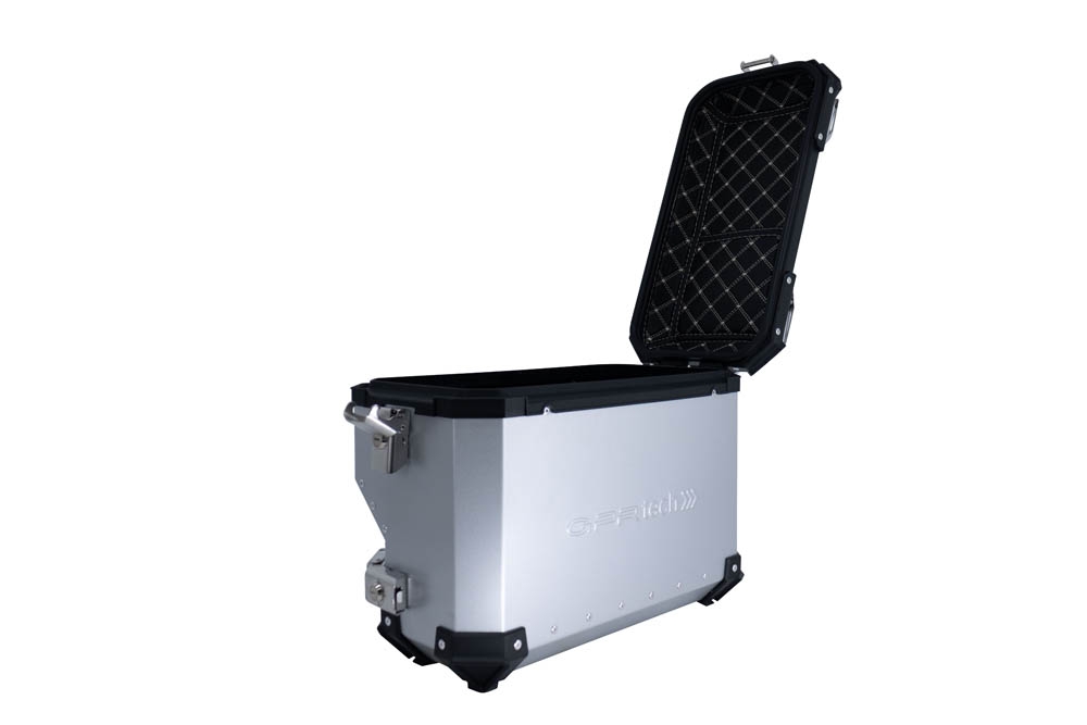 GPR TECH compatible with  Bmw F 850 Gs 2018/2020 e4 GPR TECH Pair of side cases aluminum made with contoured right side, silver color with specific pannier holder Capacity 38 LT. + 32 LT.