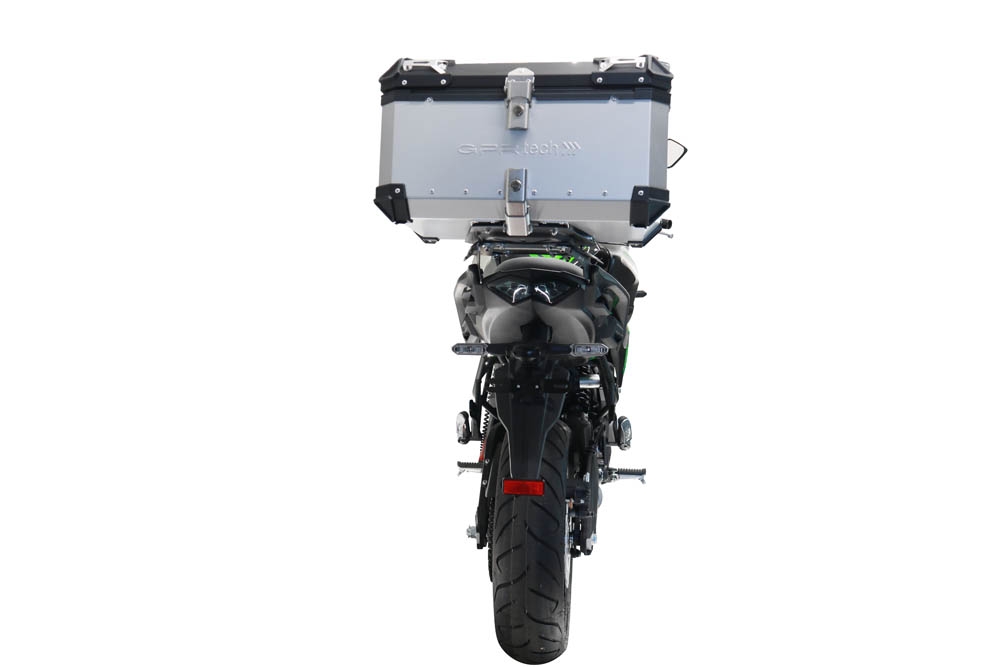 GPR TECH compatibel met  Kawasaki Versys 650 2017/2020 e4 Alüminyum üst çanta, özel plaka dahil gümüş rengi Kapasite Litre 45