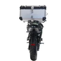 GPR TECH compatibel met  Kawasaki Versys 650 2017/2020 e4 Alüminyum üst çanta, özel plaka dahil gümüş rengi Kapasite Litre 45