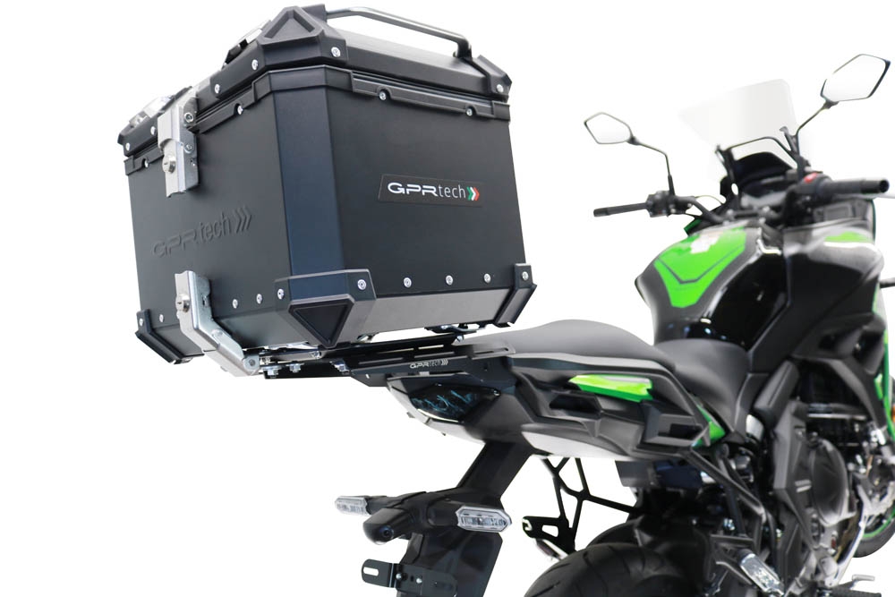GPR TECH compatibel met  Kawasaki Versys 650 2023/2024 e5 plus Alüminyum üst kasa, siyah renk ve özel plaka dahildir Kapasite Litre 55