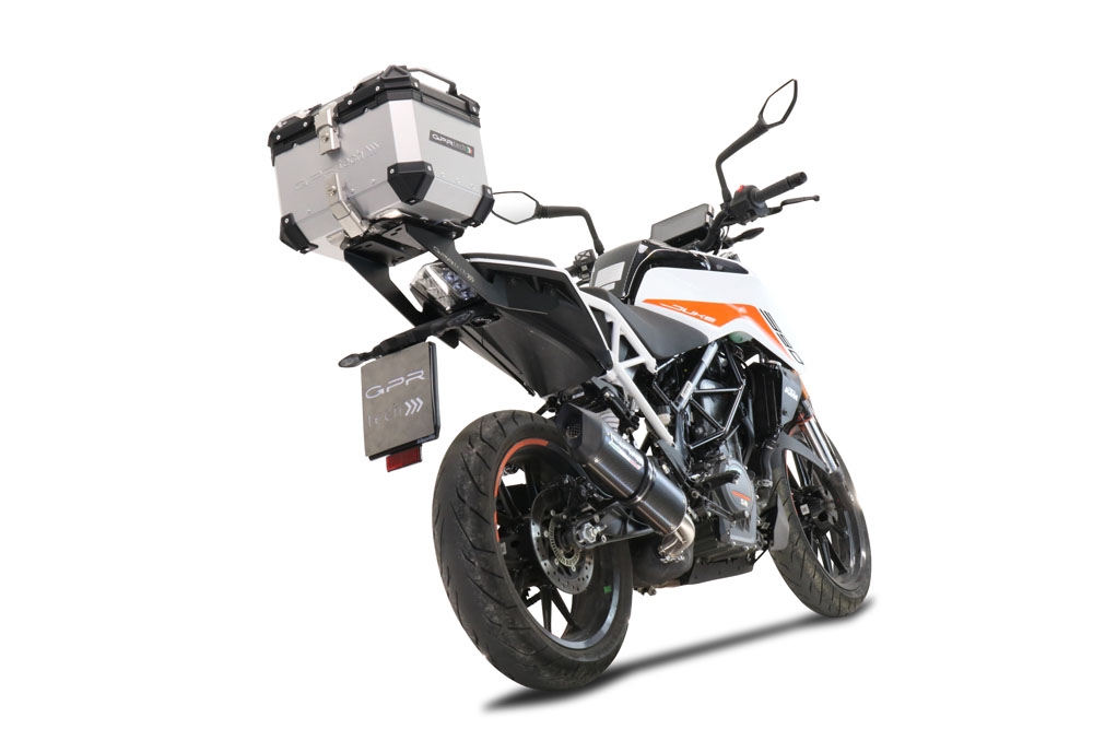 Topkoffer GPR TECH compatibel met  Ktm Duke 250 2021/2023 e4 Alüminyum, gümüş renginde üst kasa, tavan rafı ve özel plaka dahil Kapasite Litre 26