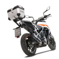 Topkoffer GPR TECH compatibel met  Ktm Duke 250 2021/2023 e4 Alüminyum, gümüş renginde üst kasa, tavan rafı ve özel plaka dahil Kapasite Litre 26