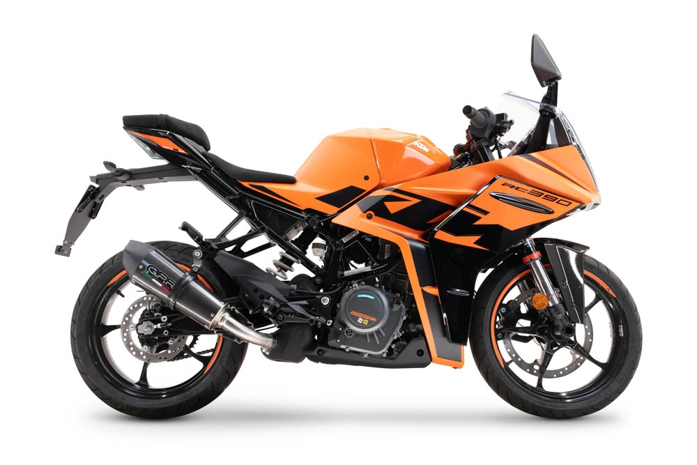 GPR exhaust compatible with  Ktm Rc 390 2022-2024, New Grand Prix Evo Titanium, Homologated legal slip-on exhaust including removable db killer and link pipe 