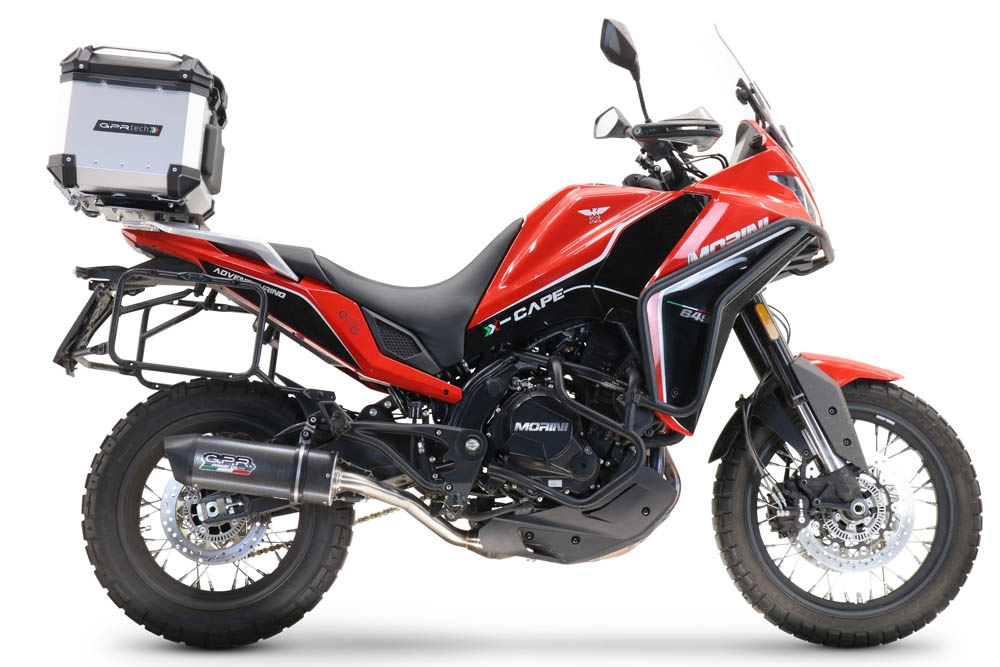 GPR TECH compatibel met  Moto Morini X-CAPE 650 2021/2024 e5 Alüminyum üst çanta, özel plaka dahil gümüş rengi Kapasite Litre 55