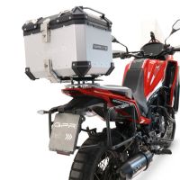 GPR TECH compatibel met  Moto Morini X-CAPE 650 2021/2024 e5 Alüminyum üst çanta, özel plaka dahil gümüş rengi Kapasite Litre 55