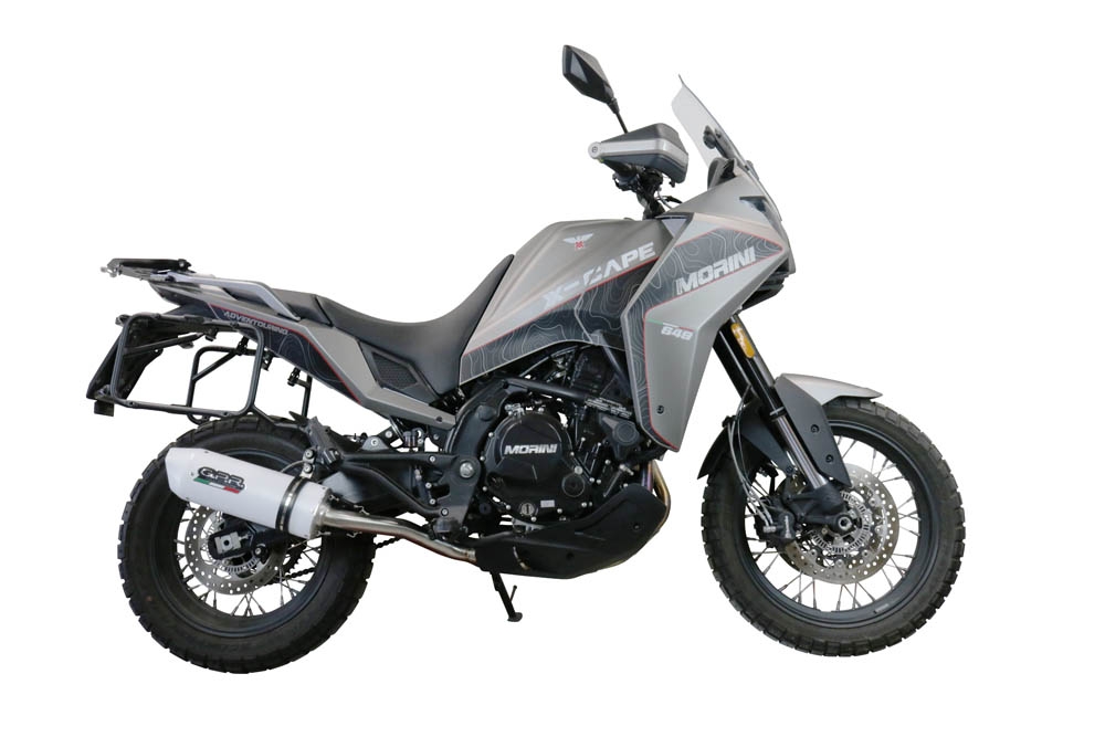 Egzoz ile uyumlu Moto Morini X-CAPE 650 2021-2024, Albus Ceramic, Çıkarılabilir db öldürücü ve bağlantı borusu dahil AB dışı pazarlar için yasal olan orta tam sistem egzozu 