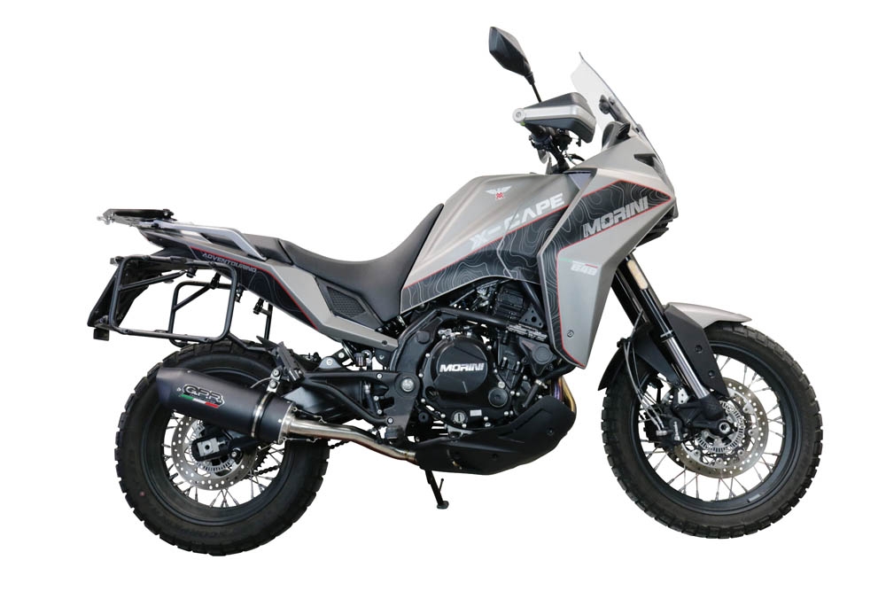 Egzoz ile uyumlu Moto Morini X-CAPE 650 2021-2024, Furore Evo4 Nero, Çıkarılabilir db öldürücü ve bağlantı borusu dahil AB dışı pazarlar için yasal olan orta tam sistem egzozu 