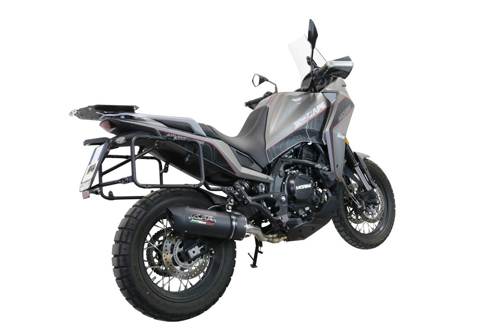 Egzoz ile uyumlu Moto Morini X-CAPE 650 2021-2024, Furore Evo4 Nero, Çıkarılabilir db öldürücü ve bağlantı borusu dahil AB dışı pazarlar için yasal olan orta tam sistem egzozu 