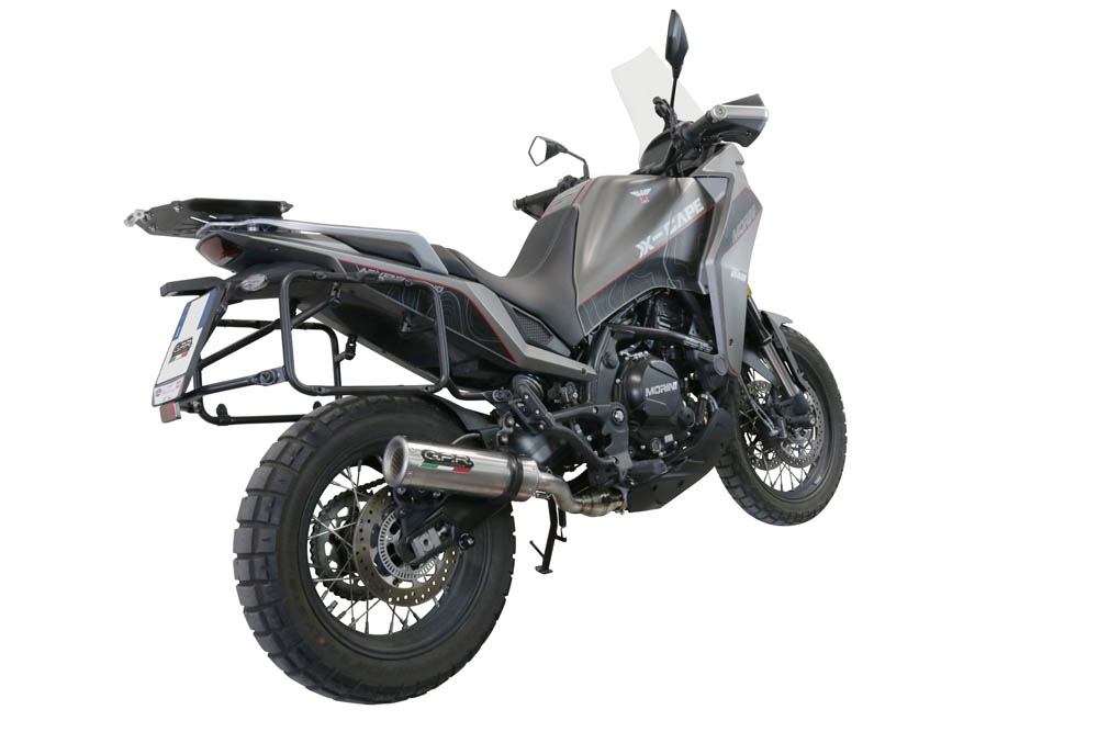 Egzoz ile uyumlu Moto Morini X-CAPE 650 2021-2024, M3 Inox , Çıkarılabilir db öldürücü ve bağlantı borusu dahil AB dışı pazarlar için yasal olan orta tam sistem egzozu 