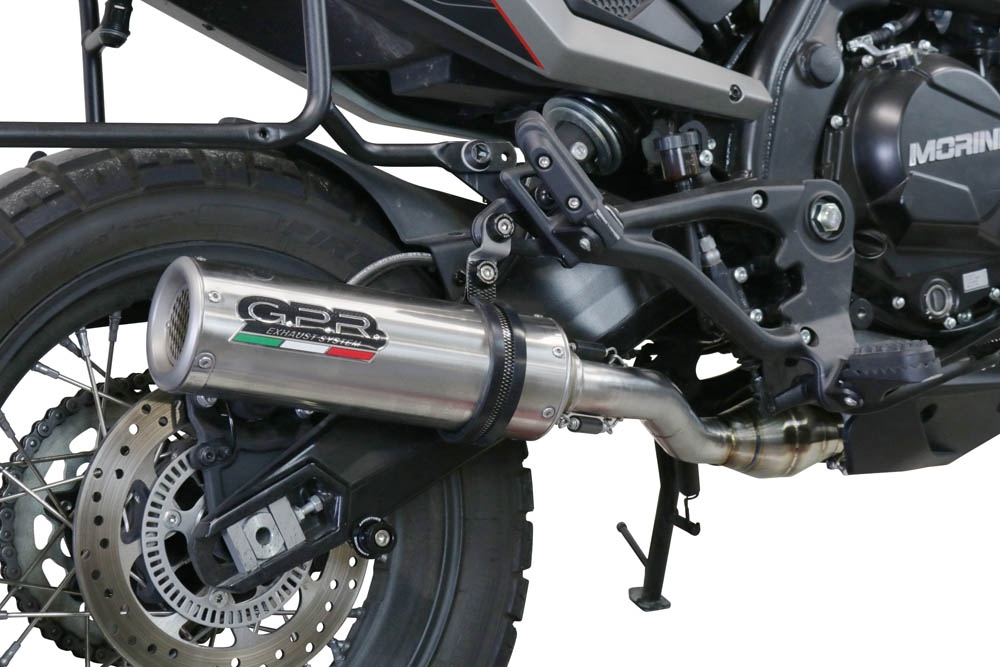 Egzoz ile uyumlu Moto Morini X-CAPE 650 2021-2024, M3 Inox , Çıkarılabilir db öldürücü ve bağlantı borusu dahil AB dışı pazarlar için yasal olan orta tam sistem egzozu 