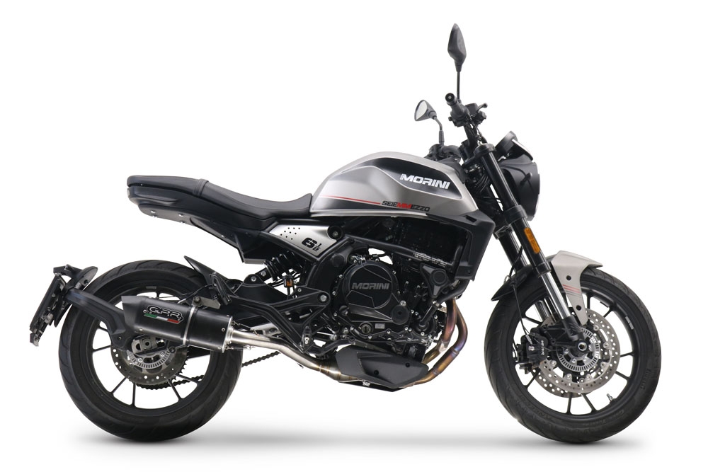 Egzoz ile uyumlu Moto Morini Seiemmezzo Str 2022-2024, Furore Evo4 Nero, Çıkarılabilir db öldürücü ve bağlantı borusu dahil AB dışı pazarlar için yasal olan orta tam sistem egzozu 