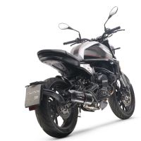 Egzoz ile uyumlu Moto Morini Seiemmezzo Str 2022-2024, Furore Evo4 Nero, Çıkarılabilir db öldürücü ve bağlantı borusu dahil AB dışı pazarlar için yasal olan orta tam sistem egzozu 