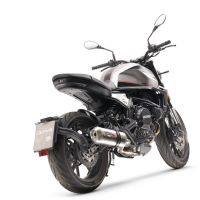 Exhaust compatible with Moto Morini Seiemmezzo Scr 2022-2024, Satinox , Slip-on exhaust legal for UK and non-EU markets including link pipe and removable db killer 
