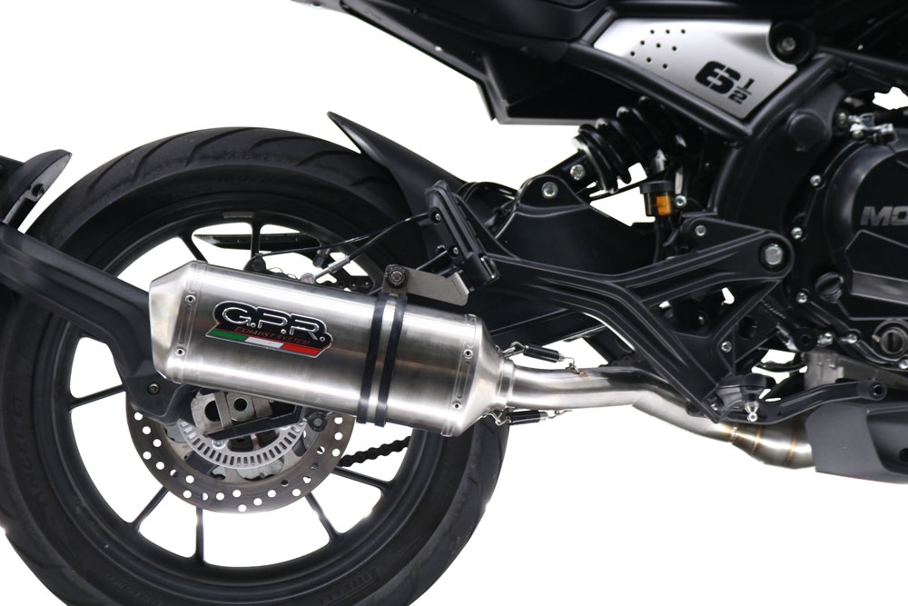 Exhaust compatible with Moto Morini Seiemmezzo Scr 2022-2024, Satinox , Slip-on exhaust legal for UK and non-EU markets including link pipe and removable db killer 