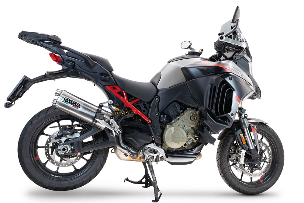 Exhaust compatible with Ducati Multistrada V4 - S 2022-2024, Dual Inox, Homologated legal slip-on exhaust including removable db killer and link pipe 