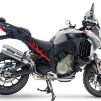 Exhaust compatible with Ducati Multistrada V4 - S 2022-2024, Dual Inox, Homologated legal slip-on exhaust including removable db killer and link pipe 