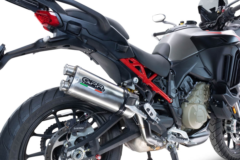 Exhaust compatible with Ducati Multistrada V4 - S 2022-2024, Dual Inox, Homologated legal slip-on exhaust including removable db killer and link pipe 