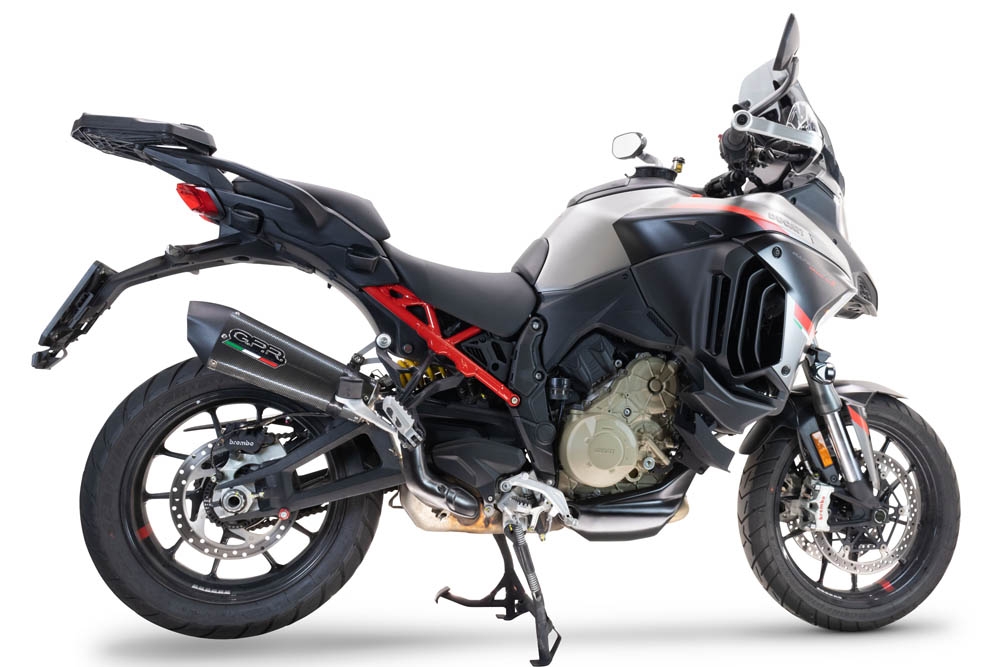 GPR exhaust compatible with  Ducati Multistrada V4 Grand Tour 2024-2025, New Grand Prix Evo Poppy, Homologated legal slip-on exhaust including removable db killer and link pipe 