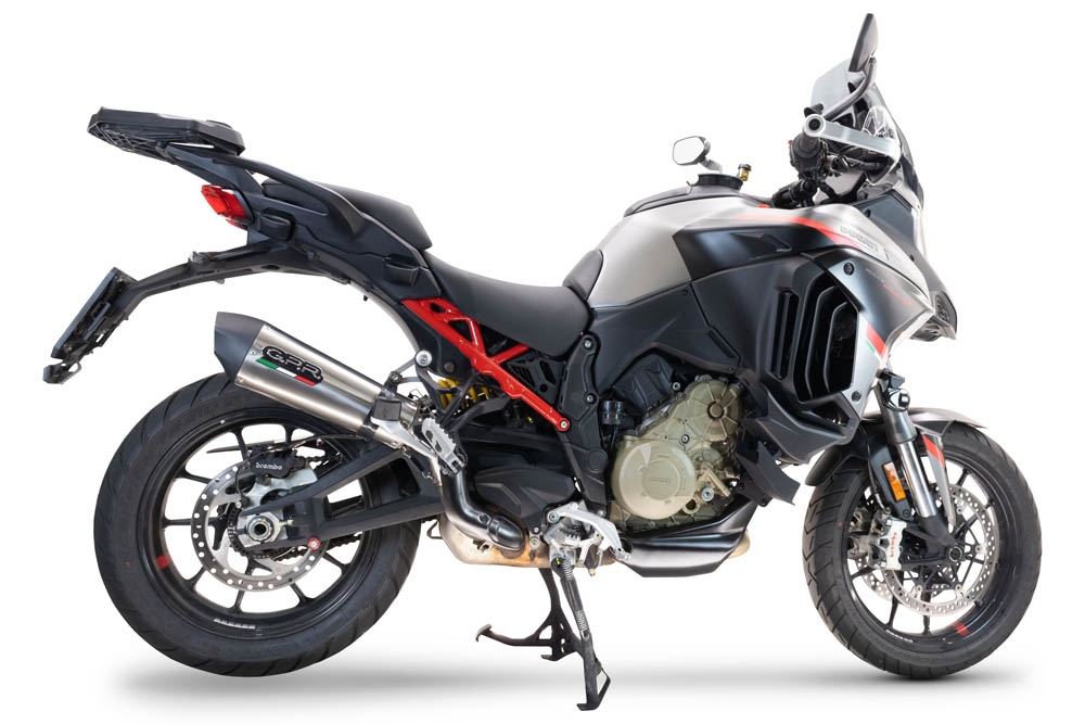 GPR exhaust compatible with  Ducati Multistrada V4 Rally 2023-2024, New Grand Prix Evo Titanium, Homologated legal slip-on exhaust including removable db killer and link pipe 