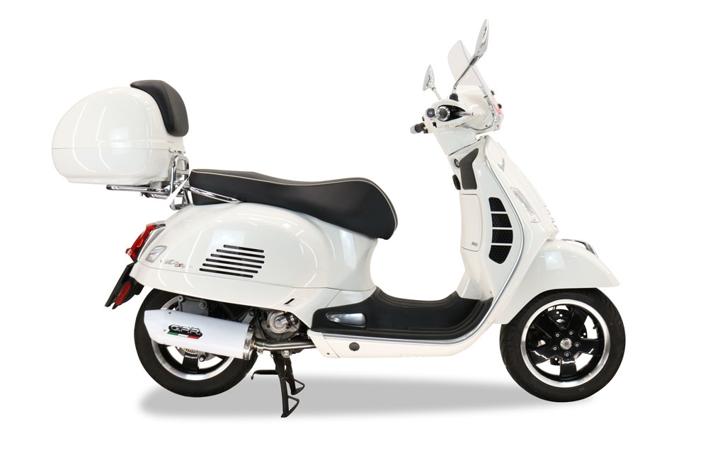 Egzoz ile uyumlu Piaggio Vespa 300 Gts - Gtv - Touring - Super 2019-2020, Albus Ceramic, Yalnızca gürültü için onaylanan sistem, AB dışındaki pazarlar için geçerlidir Tam hat, susturucu artı toplayıcı 