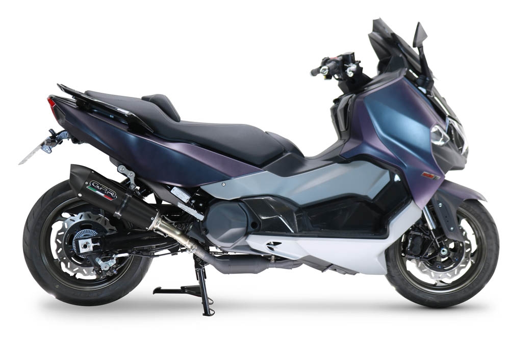 GPR exhaust compatible with  Sym Maxsym TL 508 2021-2024, New Grand Prix Evo Black Titanium, Homologated legal slip-on exhaust including removable db killer and link pipe 