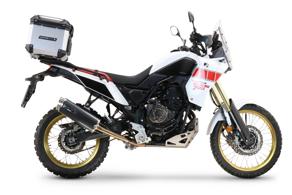 Topkoffer GPR TECH compatibel met  Yamaha Tenere 700 2021/2024 e5 Alüminyum, gümüş renginde üst kasa, tavan rafı ve özel plaka dahil Kapasite Litre 45