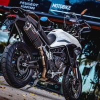 Egzoz ile uyumlu Triumph Tiger 850 2020-2024, Dual Inox, Egzoz yasal, onaylı, çıkarılabilir db killer ve bağlantı borulu susturucu 