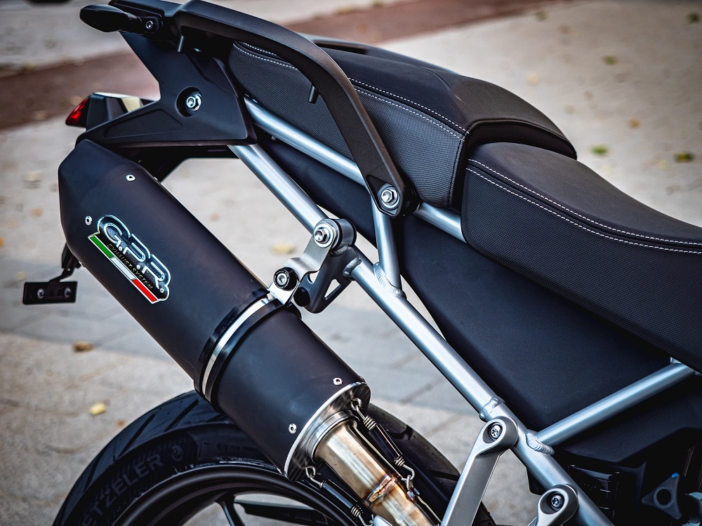 Egzoz ile uyumlu Triumph Tiger 850 2020-2024, Furore Evo4 Nero, Egzoz yasal, onaylı, çıkarılabilir db killer ve bağlantı borulu susturucu 