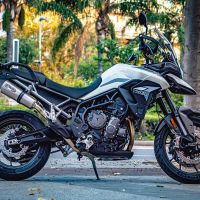 GPR exhaust compatible with  Triumph Tiger 900 2020-2023, New Grand Prix Evo Titanium, Homologated legal slip-on exhaust including removable db killer and link pipe 
