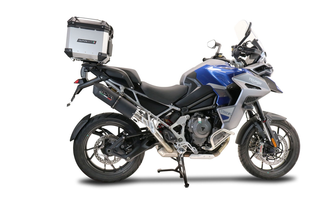 Egzoz ile uyumlu Triumph Tiger 1200 Gt - Rally 2022-2024, Furore Evo4 Nero, Egzoz yasal, onaylı, çıkarılabilir db killer ve bağlantı borulu susturucu 